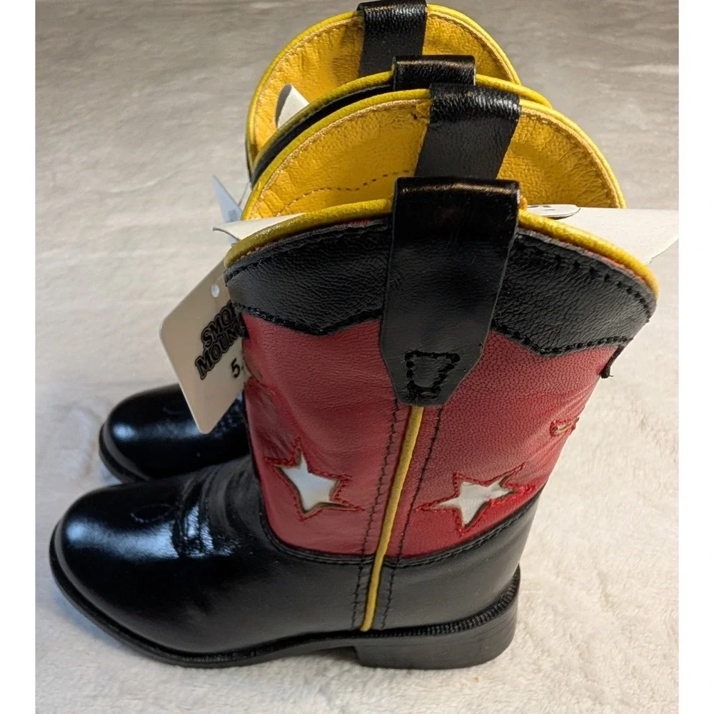 Smoky Mountain Youth Boys 5.5‎ Western Boots 3066 Black Red Cowboy Style New